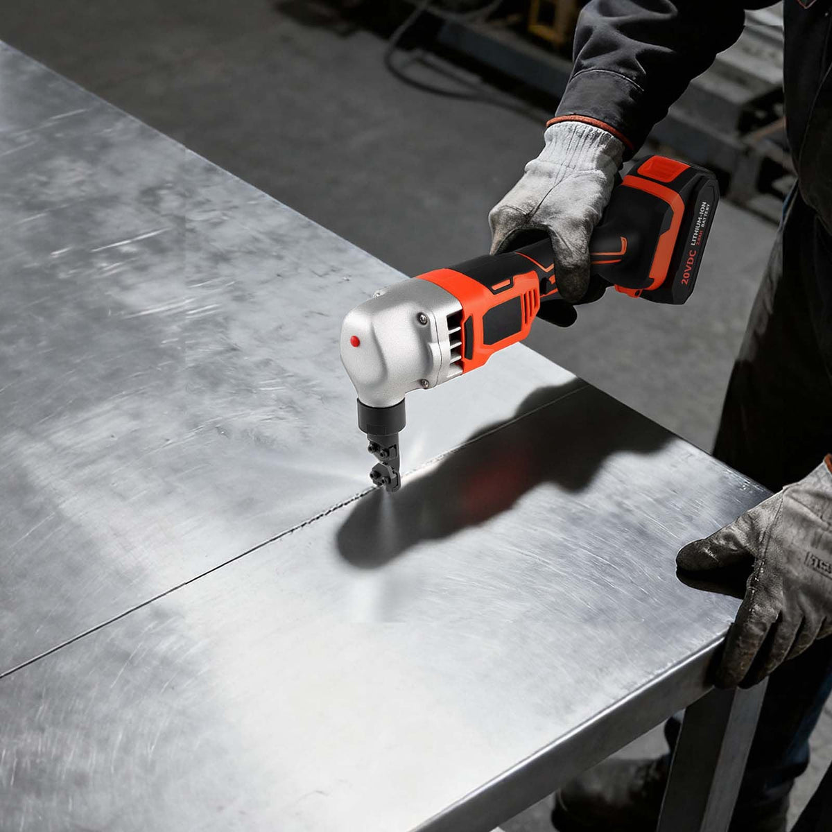 Cordless Metal Nibbler, with 18 V 2000 mAh Battery, 1200 RPM Brushless Motor, Electric Nibbler Metal Cutter with Plastic Carrying Case for Cutting Stainless Steel, Aluminum, and Copper Sheet
