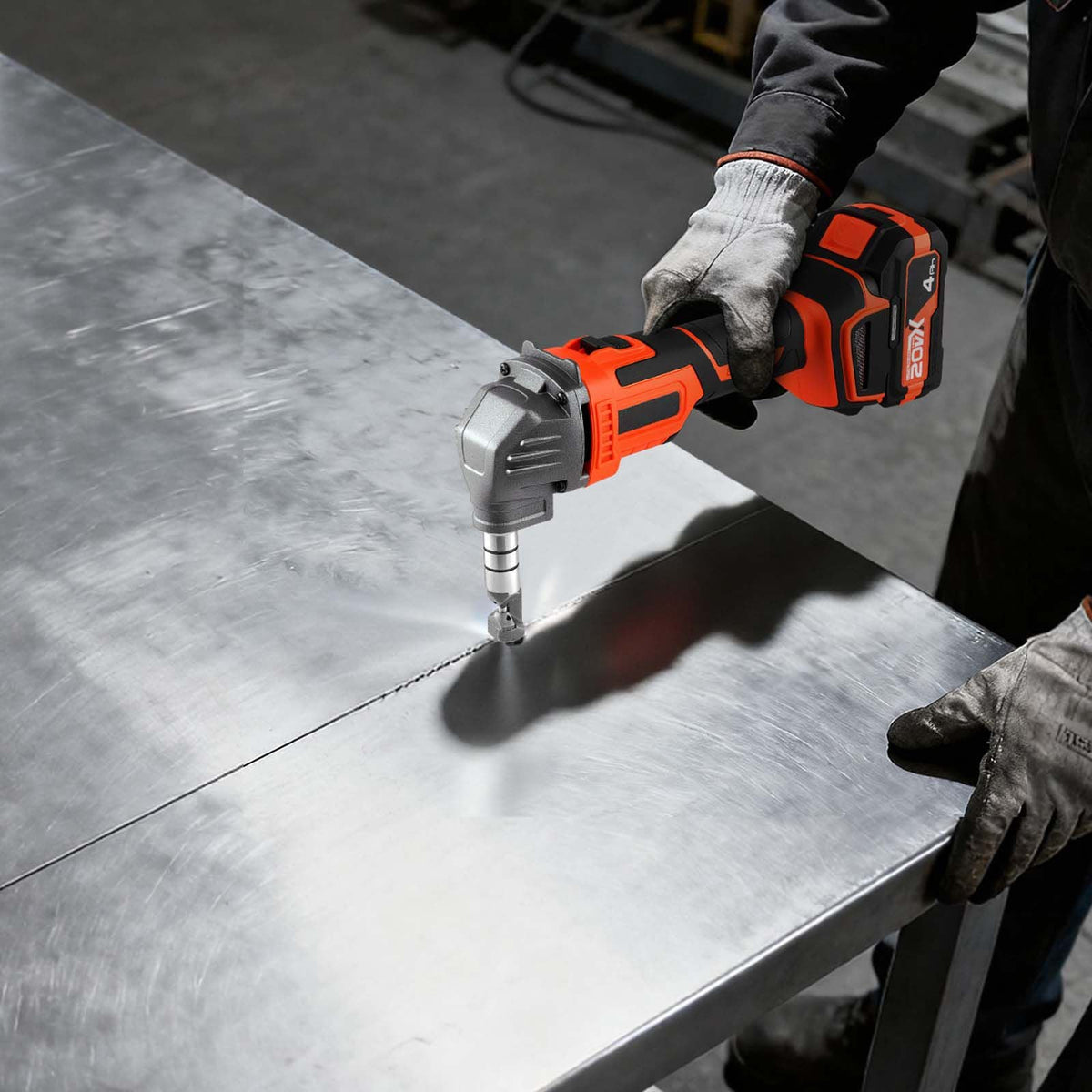 Cordless Metal Nibbler, with 20 V 4000 mAh Battery, 2200 RPM Efficient Brushless Motor, Electric Nibbler Metal Cutter with Plastic Carrying Case for Cutting Steel Sheet and Aluminum Sheet