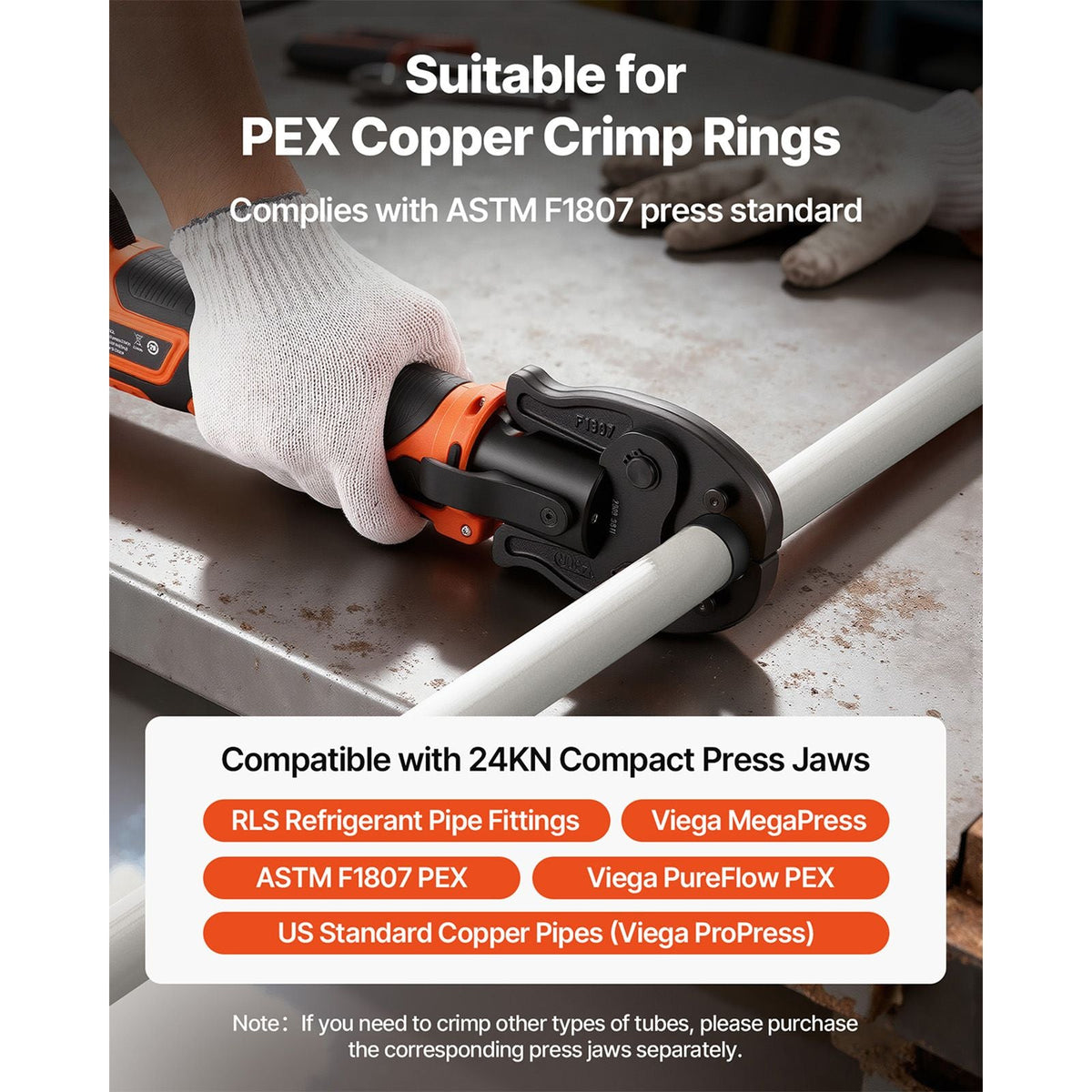 Cordless Mini Press Tool, 18V Electric Pipe Crimping Tool for 1/2", 3/4", 1" PEX Pipe Copper Rings, PEX Press Tool Kit with 2pcs Battery, Fast Charger & Carrying Case - Meet ASTM F1807 Standard