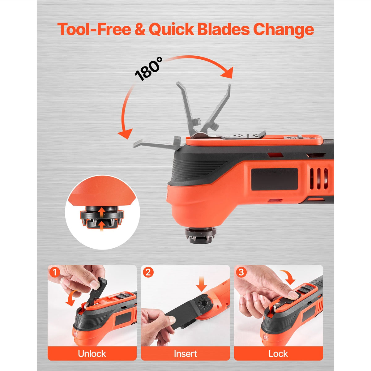 Cordless Oscillating Tool, 12V Multitool Oscillating Saw Tool with 6 Variable Speeds 6000 - 17500 OPM, 3.2° Oscillation Angle, 2.0Ah Battery Pack & Charger, 8PCS Saw Accessories & LED Work Light