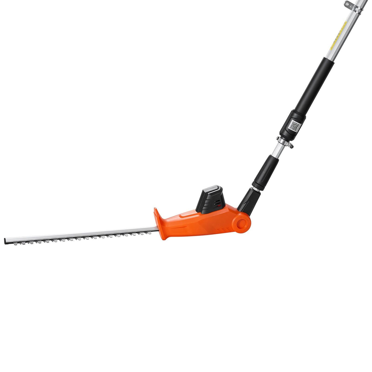 Cordless Pole Hedge Trimmer, 20V Electric Bush Trimmer Kit with 18 Inch Double-Edged Steel Blade, 74-94 Inches Telescoping Design for High Branches (2.0Ah Battery and Fast Charger Included)