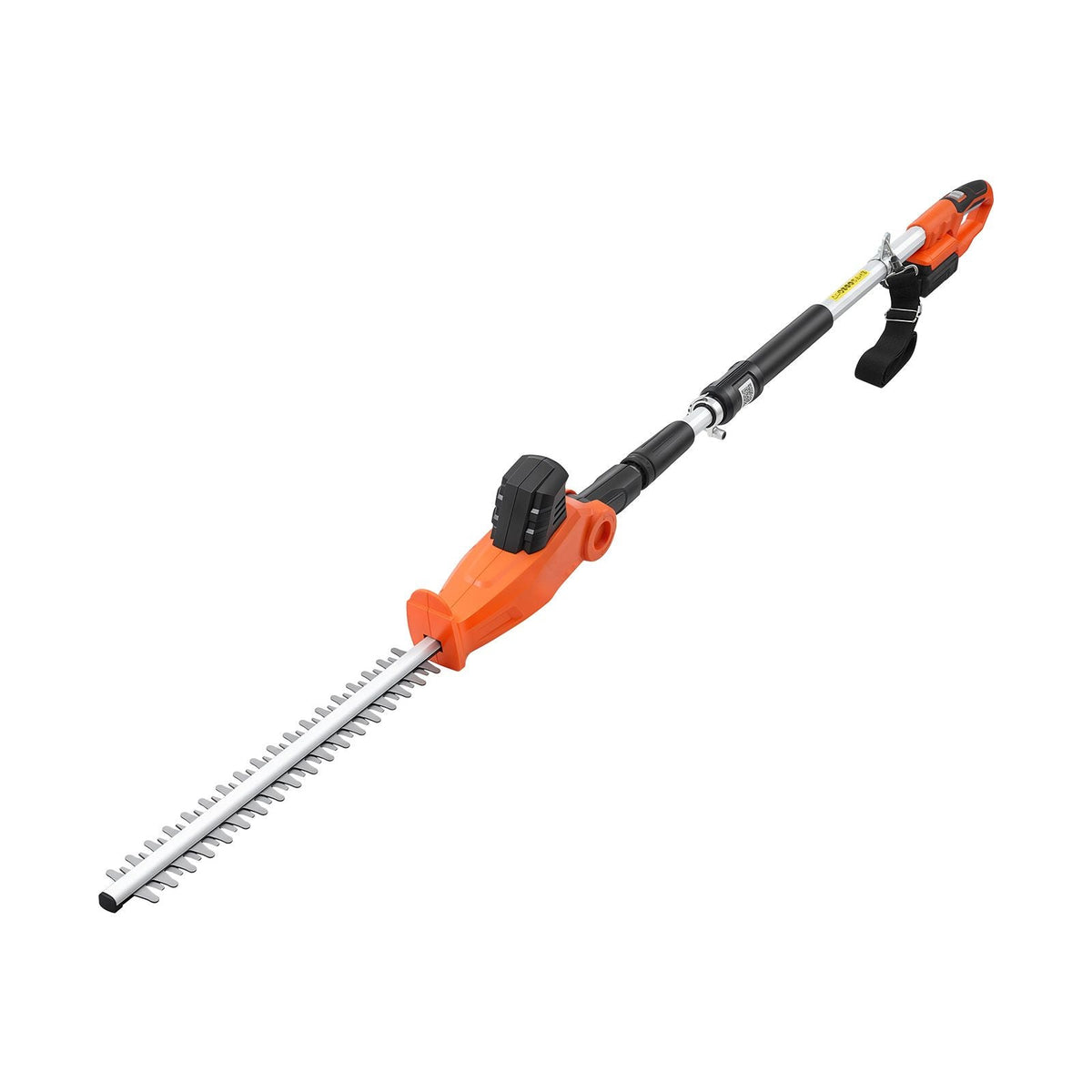 Cordless Pole Hedge Trimmer, 20V Electric Bush Trimmer Kit with 18 Inch Double-Edged Steel Blade, 74-94 Inches Telescoping Design for High Branches (2.0Ah Battery and Fast Charger Included)