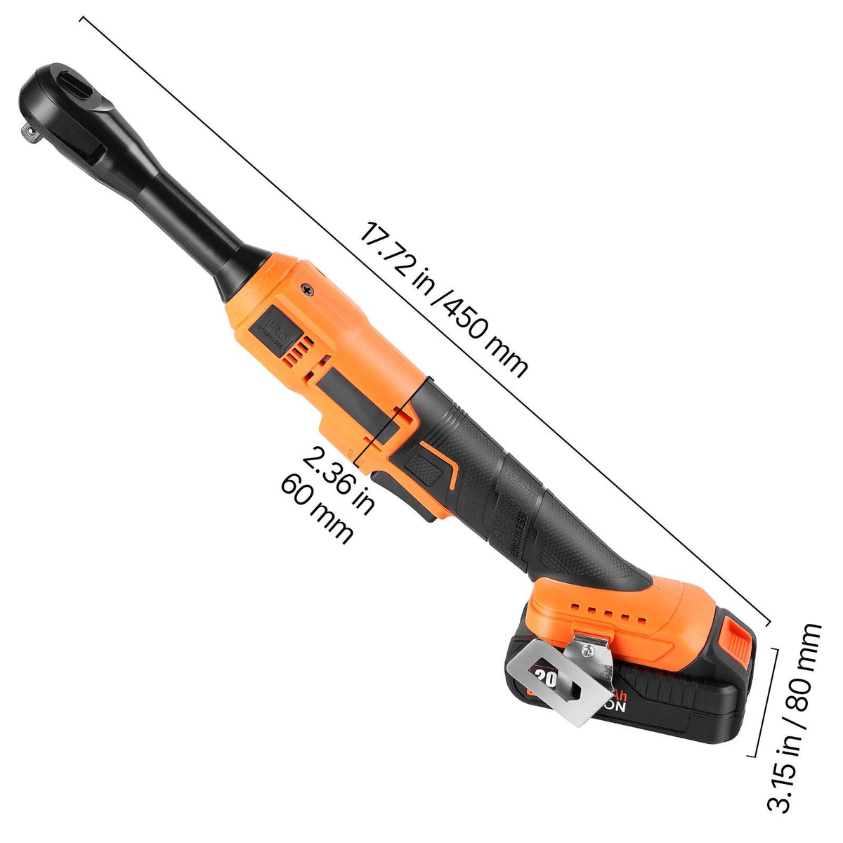 Cordless Ratchet Wrench, 3/8 inch Drive, 230 RPM, up to 66 ft-lbs of Torque, Battery Powered Electric Ratchet Wrench Set with Two 2.0Ah Batteries, Charger, Sockets, Adaptors and Cloth Bag