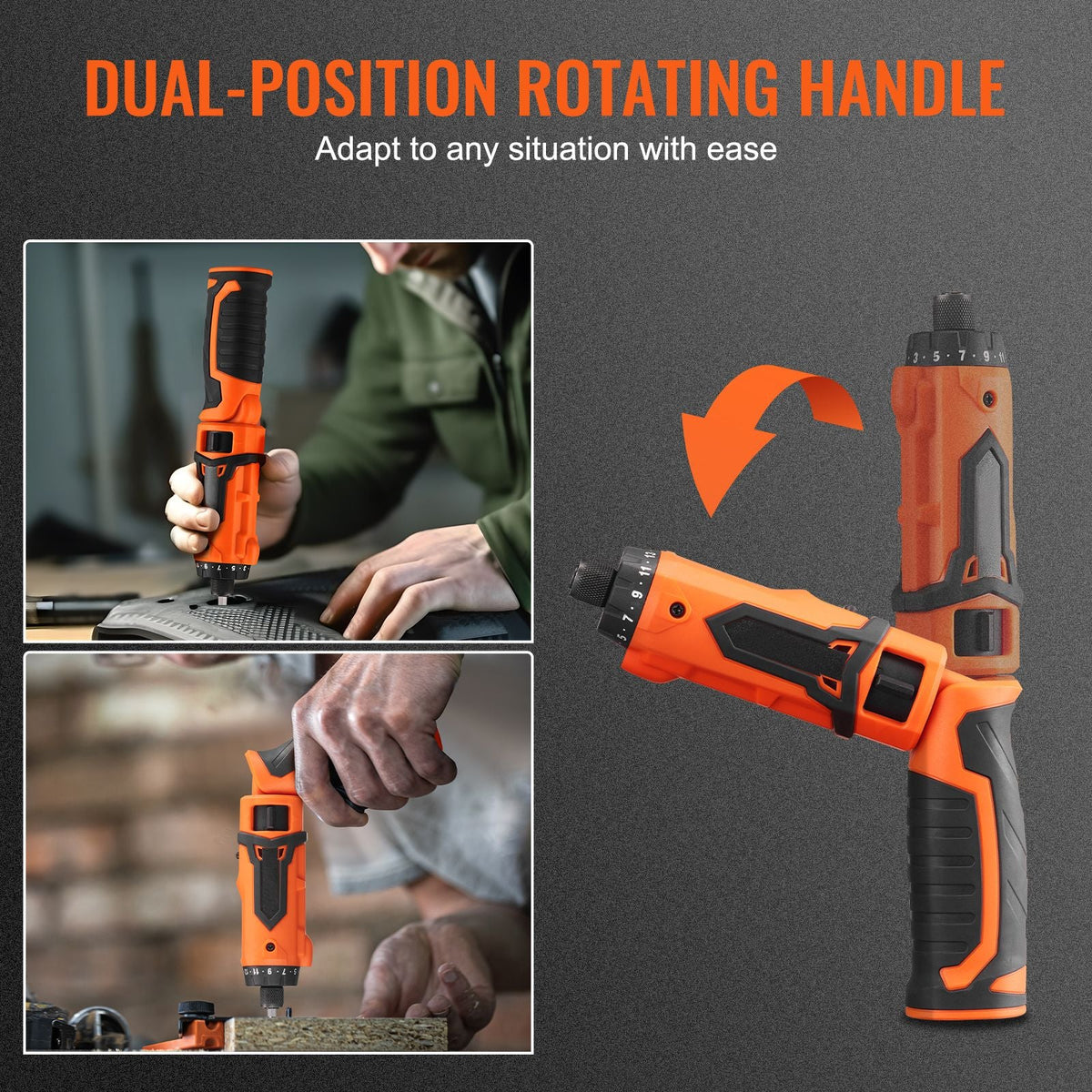 Cordless Screwdriver, 4V 7Nm Electric Screwdriver Rechargeable Set with 11 Accessory Kit and Charging Cable, LED Light Dual Position Handle, Nut Drivers Magnetic Bit Holder Tool Kit Home Repair