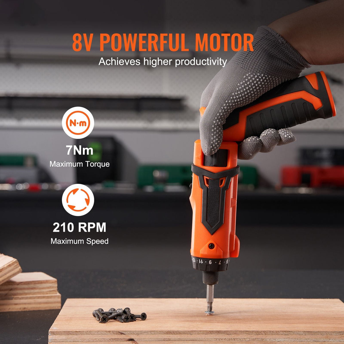 Cordless Screwdriver, 8V 7Nm Electric Screwdriver Rechargeable Set with 82 Accessory Kit and Charging Cable, Nut Drivers Magnetic Bit Holder Tool Kit Home Repair, LED Light Dual Position Handle