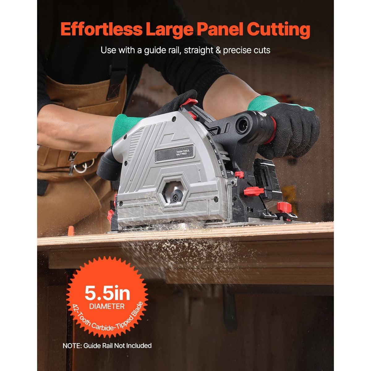 Cordless Track Saw, 5-1/2 in Blade, Brushless Plunge Circular Saw Kit, Tracksaw with Hard Case, 2.05 in Cutting Depth, for Wood, Plastic, Metal, Compatible with Makita Batteries (Tool Only)