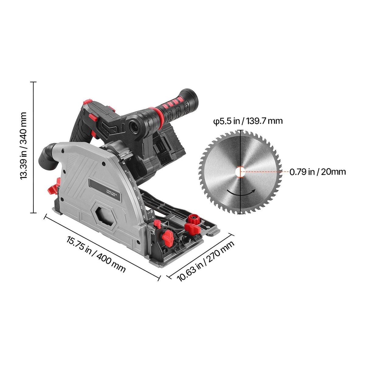Cordless Track Saw, 5-1/2 in Blade, Brushless Plunge Circular Saw Kit, Tracksaw with Hard Case, 2.05 in Cutting Depth, for Wood, Plastic, Metal, Compatible with Makita Batteries (Tool Only)