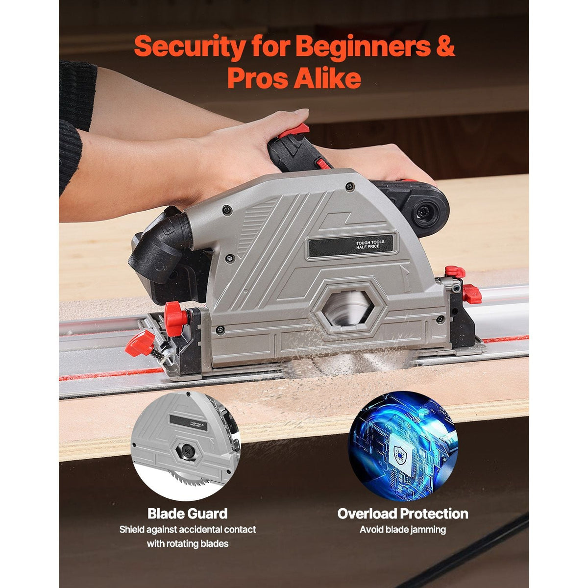 Cordless Track Saw, 5-1/2 in Blade, Brushless Plunge Circular Saw Kit, Tracksaw with Hard Case, 2.05 in Cutting Depth, for Wood, Plastic, Metal, Compatible with Makita Batteries (Tool Only)