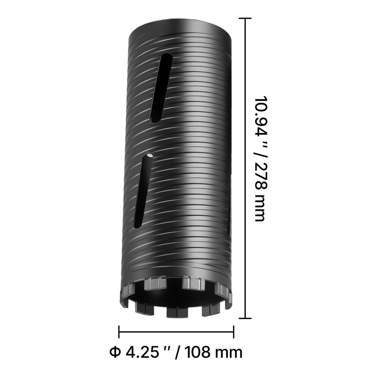 Core Drill Bit, 4-1/4 inch Diameter, 9-1/2 inch Drilling Depth, 5/8-11 Internal Thread, Diamond Dry Coring Bit with 3 Adapters, Pilot Drill and Hex Wrench, for Concrete, Red Bricks, and Masonry