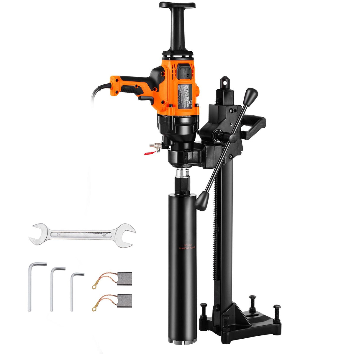 Core Drill Machine, 0.8-6.3in Drilling Diameter Handheld Diamond Core Drill Rig with Stand and Core Drill Bit, 2000W Rugged Concrete Core Drill, Wet and Dry Use, For Concrete, Brick, Marble