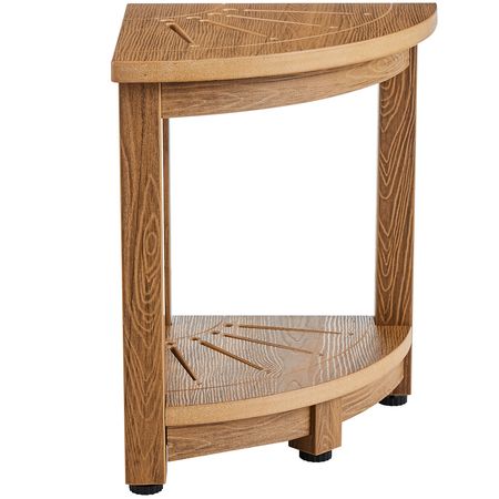 Corner Shower Bench, 16.5" Height 12.8" Radius, Faux Wood Grain Polystyrene, 350 LBS with Storage Shelf, Water Resistant, Shower Stool for Inside & Outside Shower, for Bathroom, Living Room