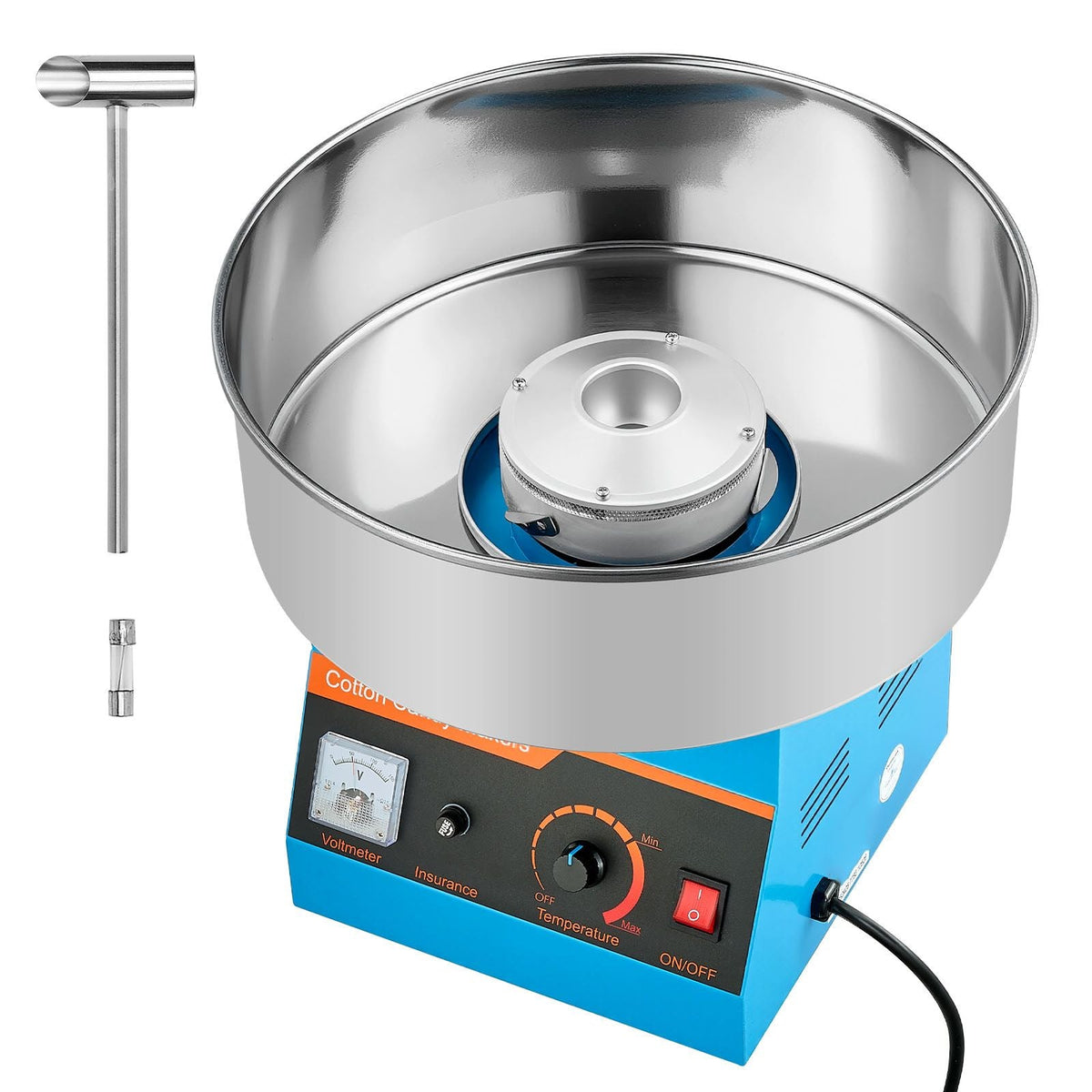 Cotton Candy Machine Commercial, 1000W Electric Candy Floss Maker, Easy Use with 15 inch Stainless Steel Bowl and Sugar Scoop, Makes Hard Candy for Home Kids Birthday, Family Party, Blue