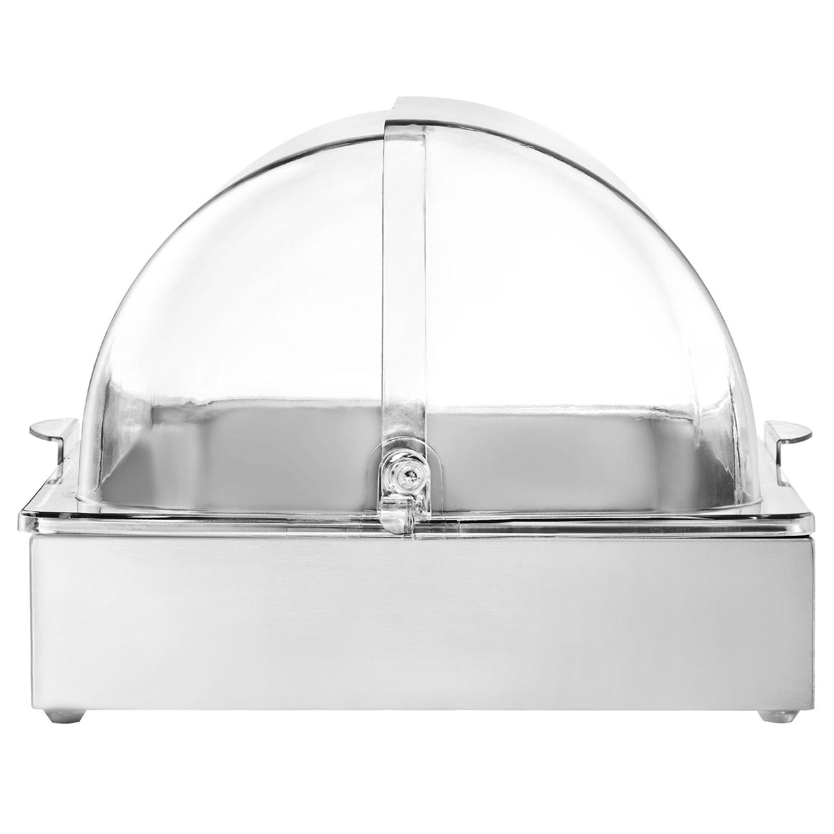 Countertop Food Serving Display Container, 1 x 1 Pan Stainless Steel Food Serving Tray, Buffet Condiment Dispenser Display Rack with Clear Lid & 3 Ice Trays, for Restaurant Hotel Kitchen Party