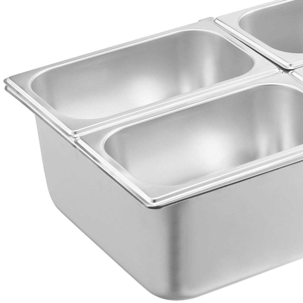 Countertop Food Serving Display Container, 4 Pan Stainless Steel Food Serving Tray, Buffet Condiment Dispenser Display Rack with Clear Lid & 3 Freezer Boxes, for Restaurant Hotel Kitchen Party