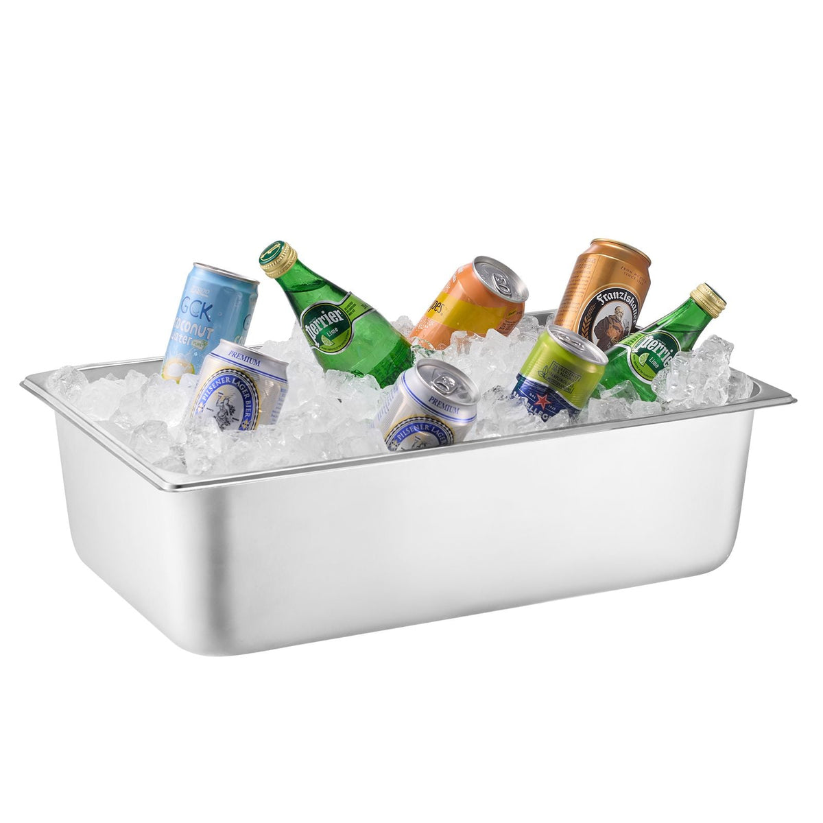 Countertop Food Serving Display Container, 5 Pan Stainless Steel Food Serving Tray, Buffet Condiment Dispenser Display Rack with Clear Lid & 3 Freezer Boxes, for Restaurant Hotel Kitchen Party