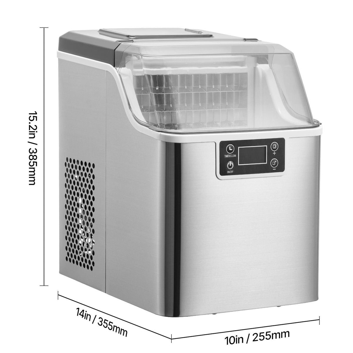 Countertop Ice Maker, 24 Cubes Ready in 15 Mins, 45lbs in 24Hrs, Self-Cleaning Portable Ice Maker with Ice Scoop and Basket, Ice Machine with 3 Sizes Ice Cube for Home Kitchen Office Party