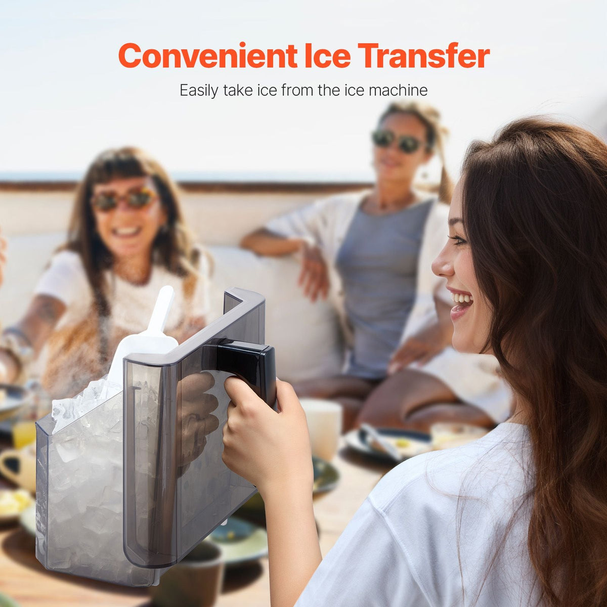 Countertop Ice Maker, 32 Cubes Ready in 15 Mins, 46lbs in 24Hrs, Self-Cleaning Portable Ice Maker with Convenient Ice Transfer, Ice Machine with 3 Sizes Ice Cube for Home Kitchen Office Party