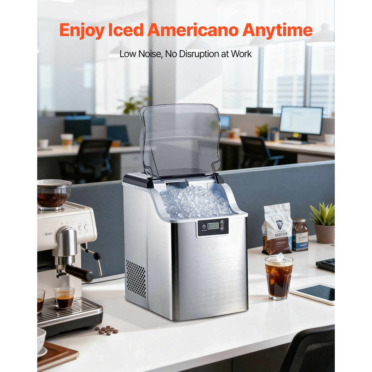 Countertop Ice Maker, 44 lbs per Day, Self-Cleaning Portable Machine with Scoop, 4 lbs Ice-Storage Basket, Nugget Ice-Making Machine with Chewable Ices for Home, Kitchen, Office, Bar & Party