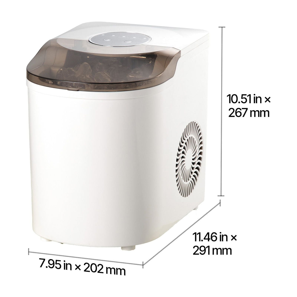 Countertop Ice Maker, 7 Cubes Ready in 6 Mins, 26 lbs per Day, Self-Cleaning Portable Machine with Ice Scoop, Ice-Making Machine with 2 Sizes Bullet Ices for Home, Kitchen, Office, Bar & Party