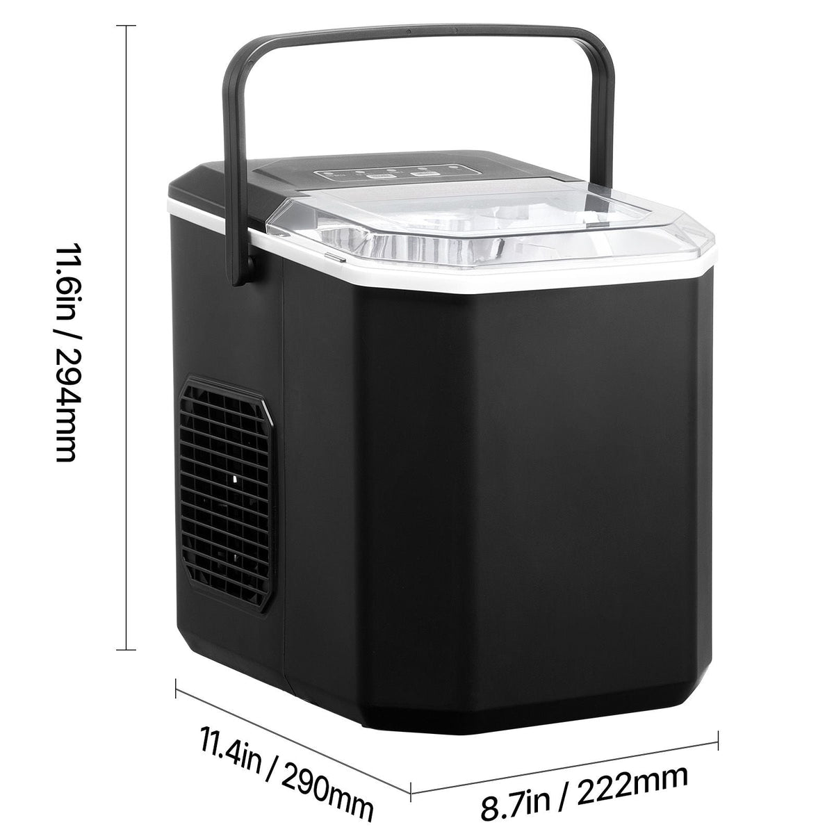 Countertop Ice Maker, 9 Cubes Ready in 6 Mins, 26lbs in 24Hrs, Self-Cleaning Portable Ice Maker with Ice Scoop and Basket, Ice Machine with 2 Sizes Bullet Ice for Home Kitchen Office Bar Party