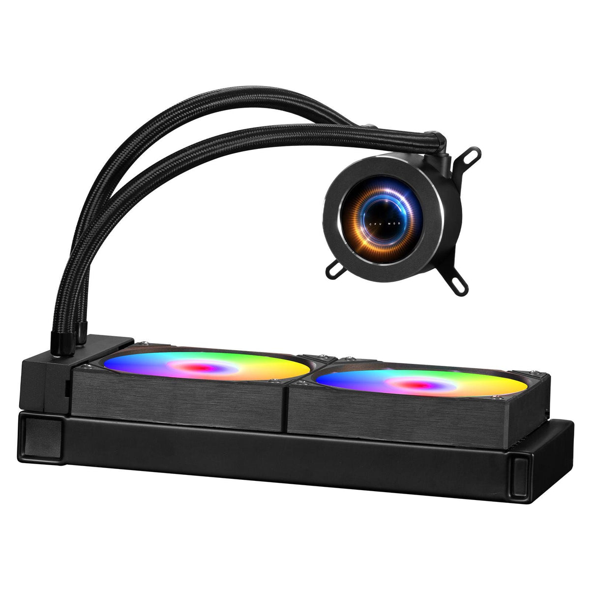 CPU Liquid Cooler, AIO CPU Water Cooler - 120mm PWN Fans & Pump, Customizable Black PC Liquid Cooler with 2.1'' LCD Display & ARGB light, for Intel 115X/1366/2011/1700/1200, AMD AM4/AM5