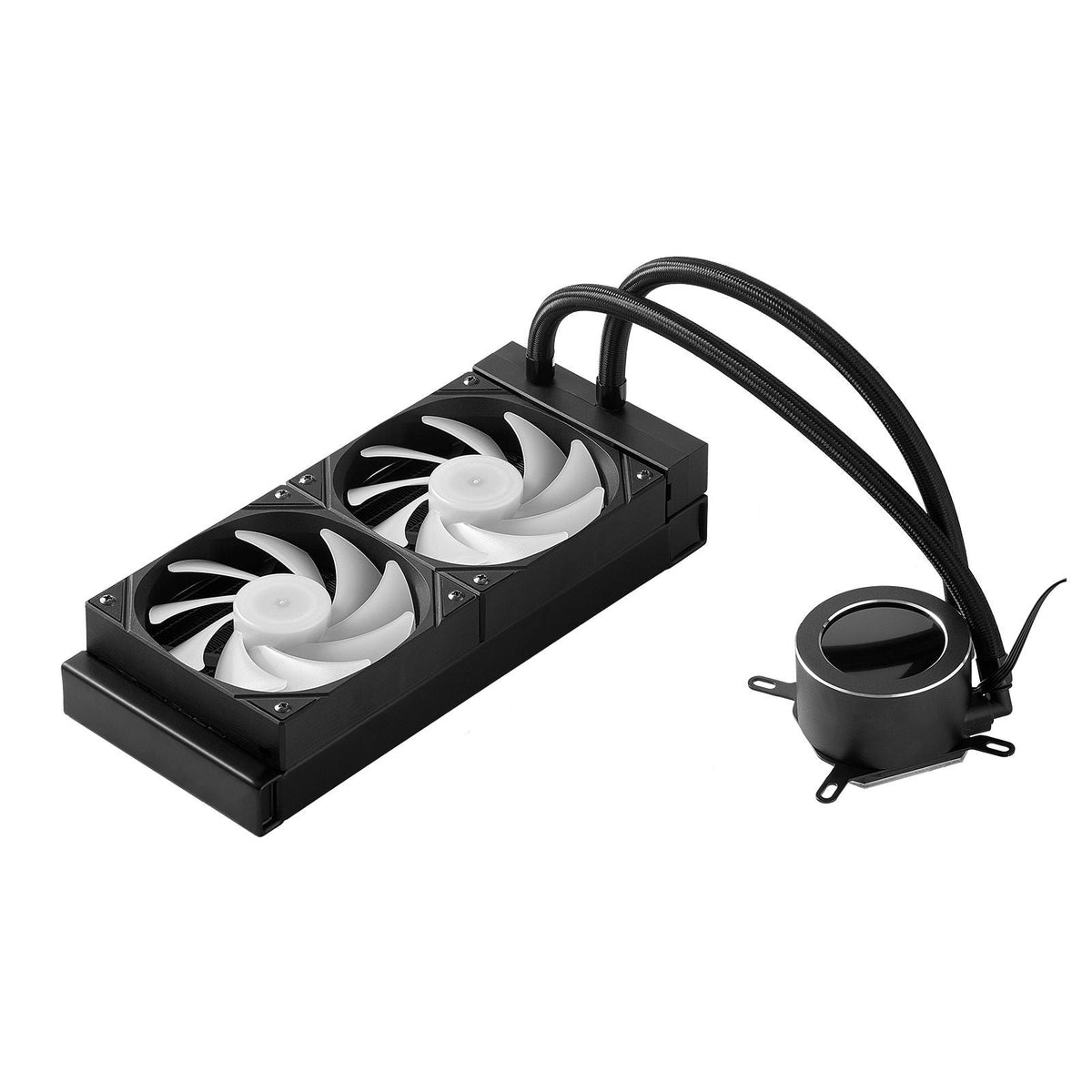 CPU Liquid Cooler, AIO CPU Water Cooler - 120mm PWN Fans & Pump, Customizable Black PC Liquid Cooler with 2.1'' LCD Display & ARGB light, for Intel 115X/1366/2011/1700/1200, AMD AM4/AM5