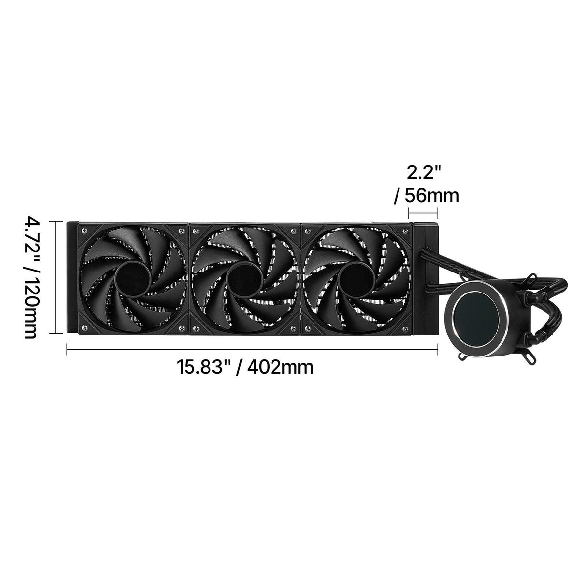 CPU Liquid Cooler, AIO CPU Water Cooler - 3 x 120mm PWN Fans, Pump & 2.1'' LCD Display, Max 2200PRM Black CPU Cooling Fan, Compatible for Intel 115X/1366/2011/1700/1200, AMD AM4/AM5