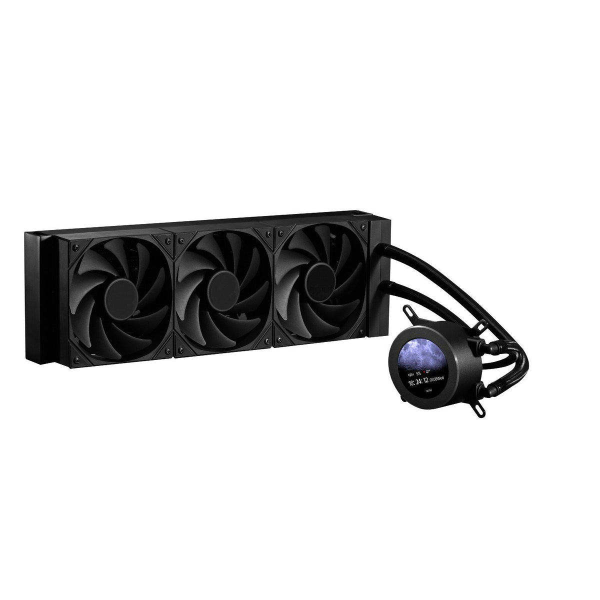 CPU Liquid Cooler, AIO CPU Water Cooler - 3 x 120mm PWN Fans, Pump & 2.1'' LCD Display, Max 2200PRM Black CPU Cooling Fan, Compatible for Intel 115X/1366/2011/1700/1200, AMD AM4/AM5