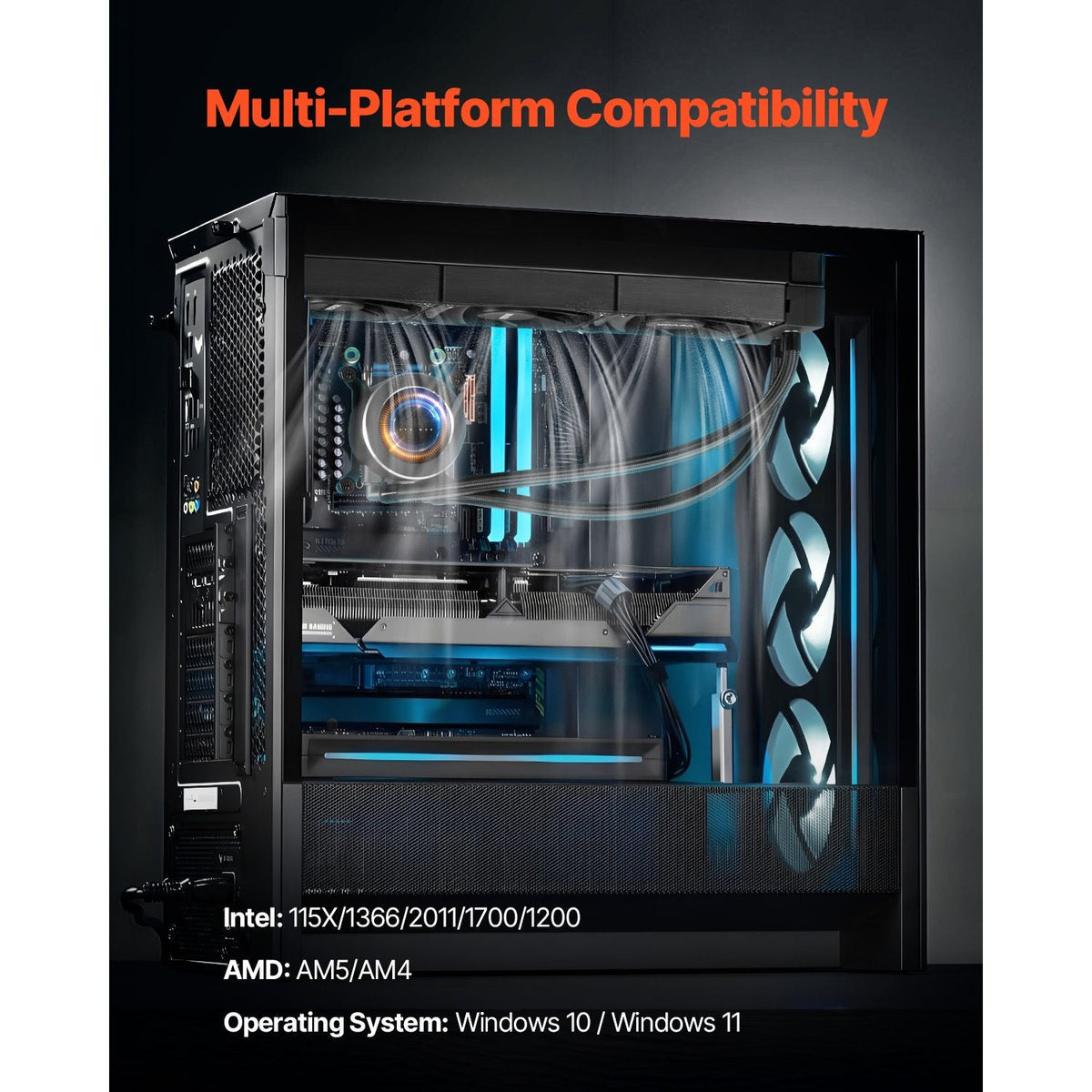CPU Liquid Cooler, AIO CPU Water Cooler - 3 x 120mm PWN Fans, Pump & 2.1'' LCD Display, Max 2200PRM Black CPU Cooling Fan, Compatible for Intel 115X/1366/2011/1700/1200, AMD AM4/AM5