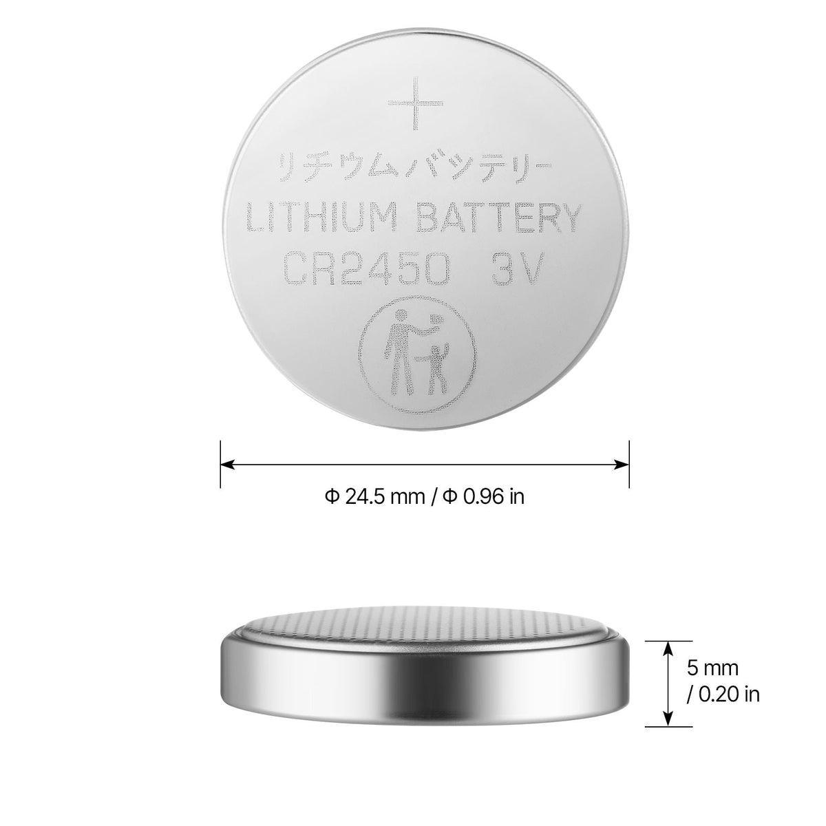 CR2450 Lithium Battery, 20 Count (Pack of 4) Lithium Coin Battery, Non-Mercury and Anti-Swallow Designed, Long Lasting 3V CR 2450 Cell Batteries, for Key Fobs, Glucometers, and Other Devices
