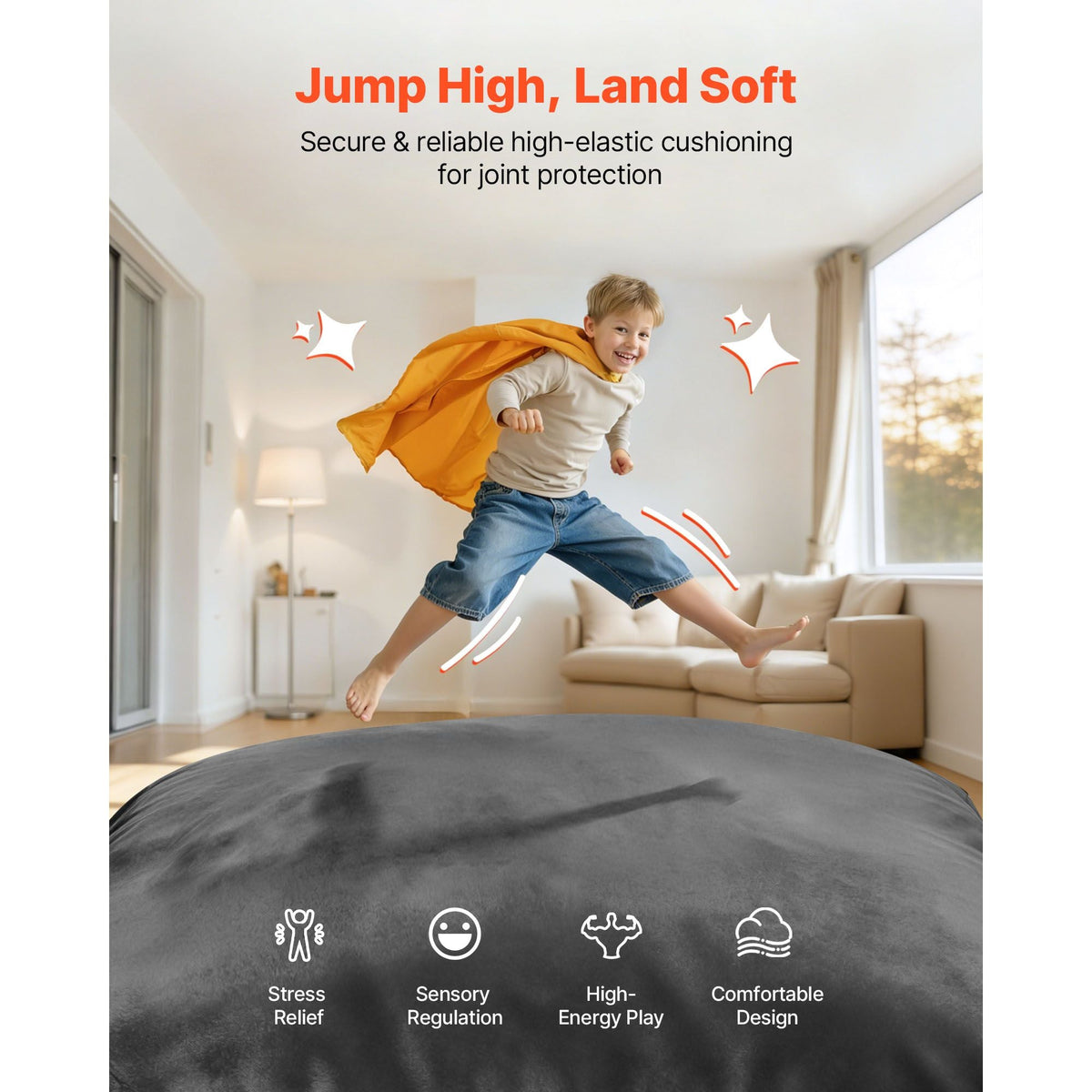 Crash Pad, 5 x 4.5 ft Crash Pad for Kids Sensory with Foam Blocks and Washable Cover, Large Soft Foam Landing Zone Giant Pillow Mat, Sensory Room Equipment for Children Jumping, Relaxing & Play