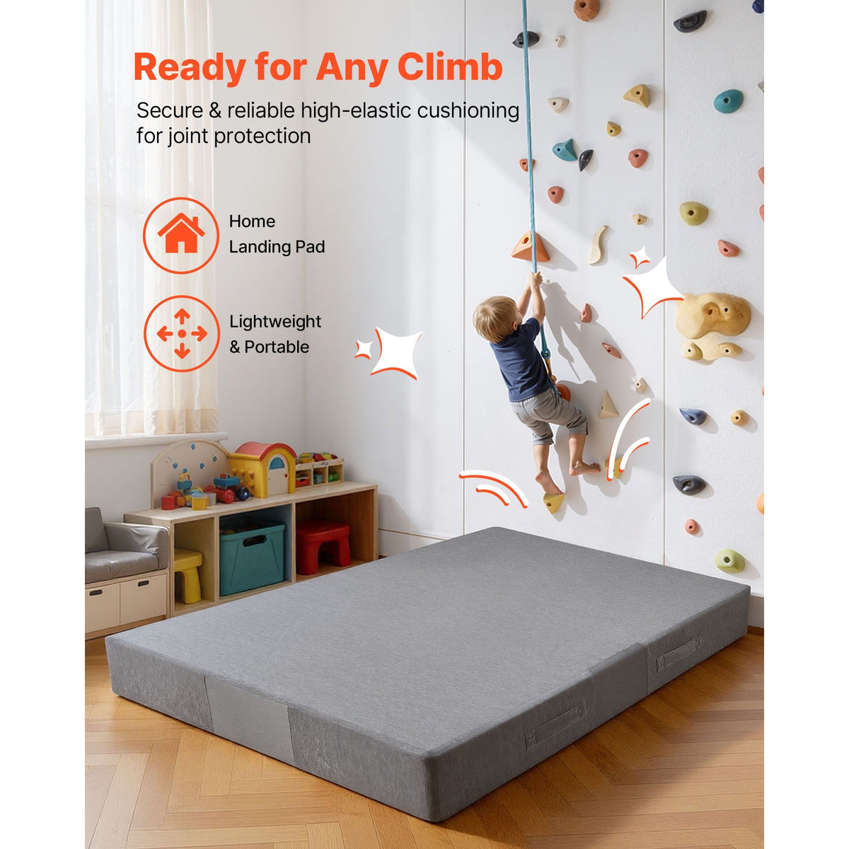 Crash Pad, 6 x 4 ft Crash Pad for Kids Sensory with Soft Thick Foam and Washable Cover, Giant Pillow Mat Large Sensory Room Equipment for Children and Adults Jumping, Play, Climbing & Gymnastics
