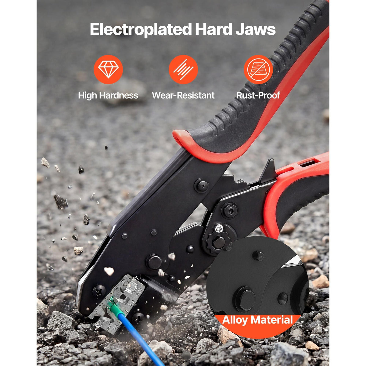 Crimping Tool, 24-10 AWG Ratcheting Wire Crimper Tool, Labor-Saving Electrical Terminal Crimp Pliers with Clear Metric & AWG Markings, Quick Release, Adjustable Pressure for Multiple Terminals