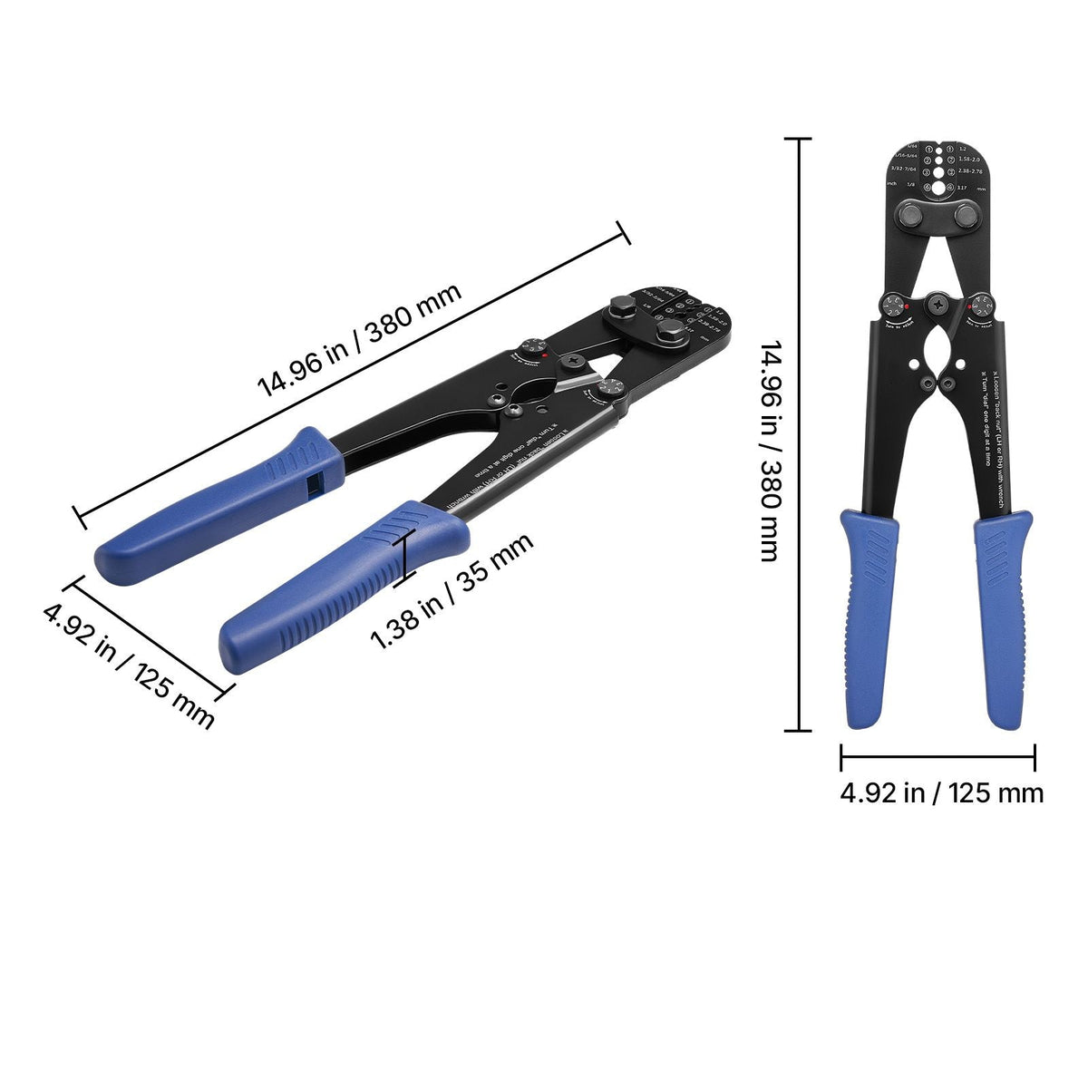 Crimping Tool, 3/64" - 1/8" Steel Wire Rope Crimper, with Clear Metric and Imperial Markings, Adjustable Force, Crimp Pliers for Aluminum Oval and Dual Sleeves, and Annealed Copper Sleeves