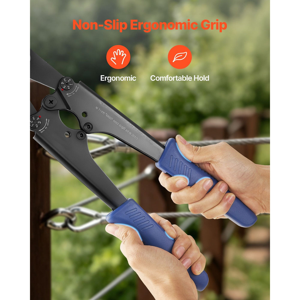 Crimping Tool, 3/64" - 1/8" Steel Wire Rope Crimper, with Clear Metric and Imperial Markings, Adjustable Force, Crimp Pliers for Aluminum Oval and Dual Sleeves, and Annealed Copper Sleeves