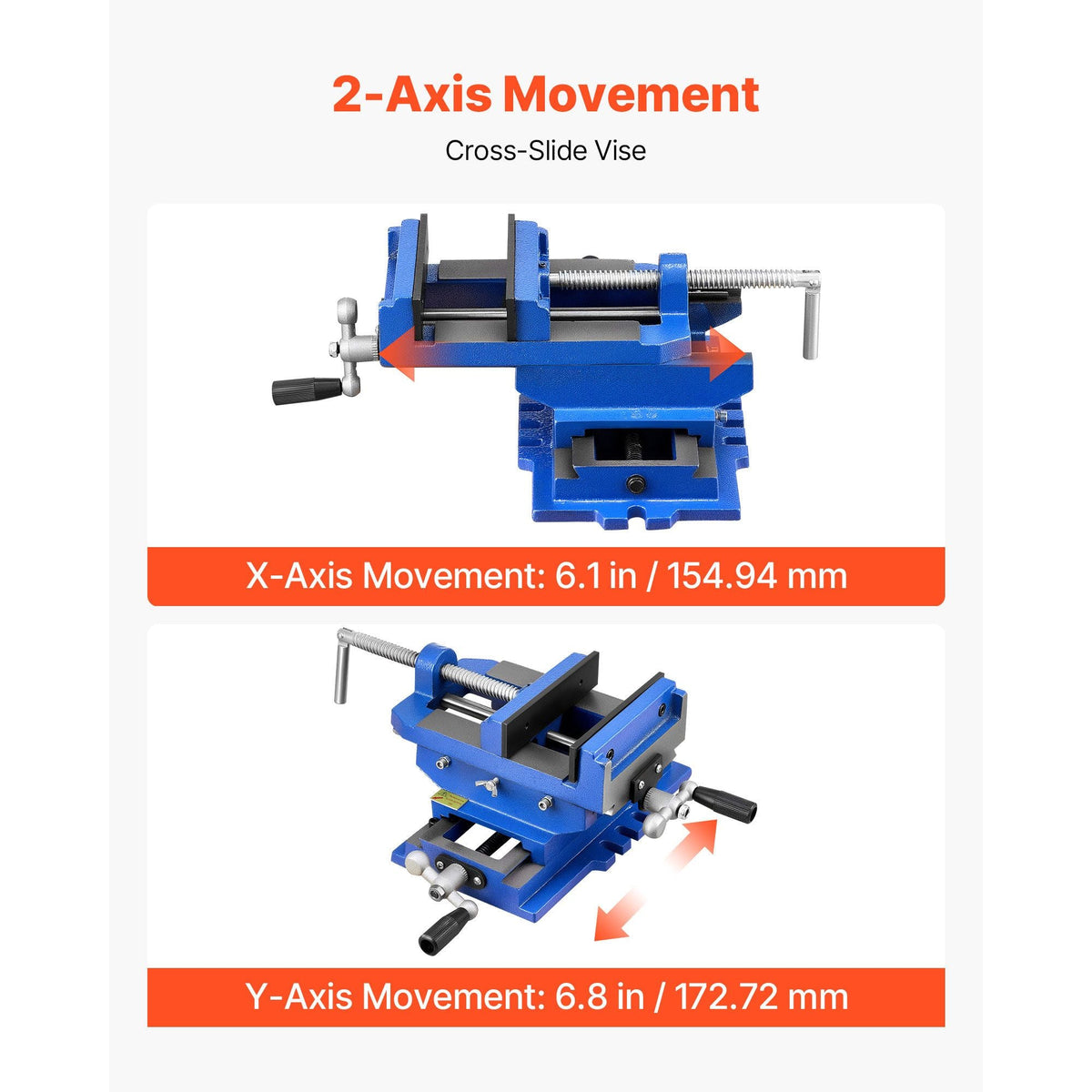 Cross Slide Drill Press Vise, 6 Inch Jaw Width, 2 Way X-Y Axis Bench Vise, 5.7 Inch Max Jaw Opening, Heavy Duty Cast Iron, Workbench Vice Clamp, for Woodworking Drilling CNC Milling Machine