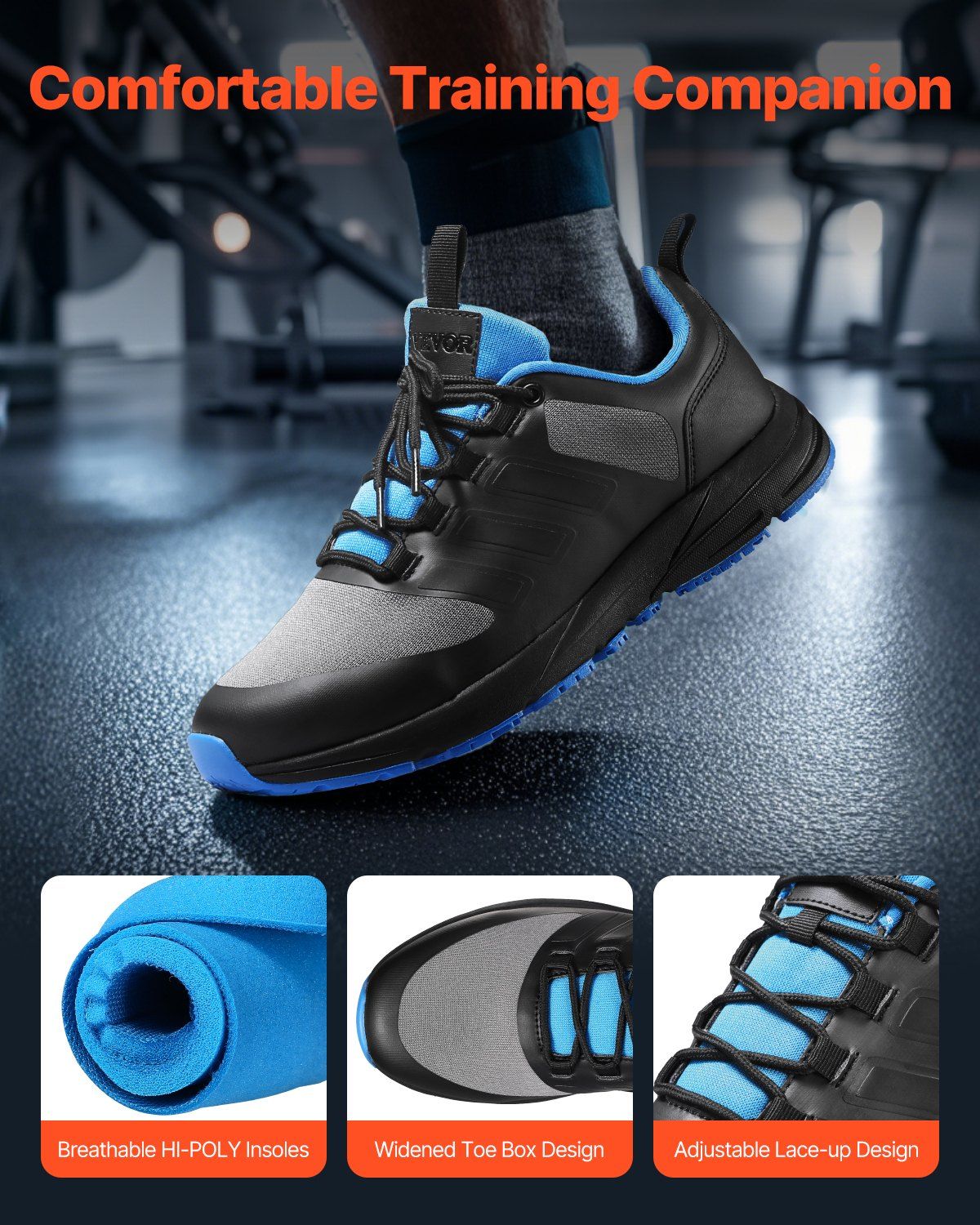 Cross Training Shoes W Width Sneakers US Size 11 Wide Toe Box Shoes Black