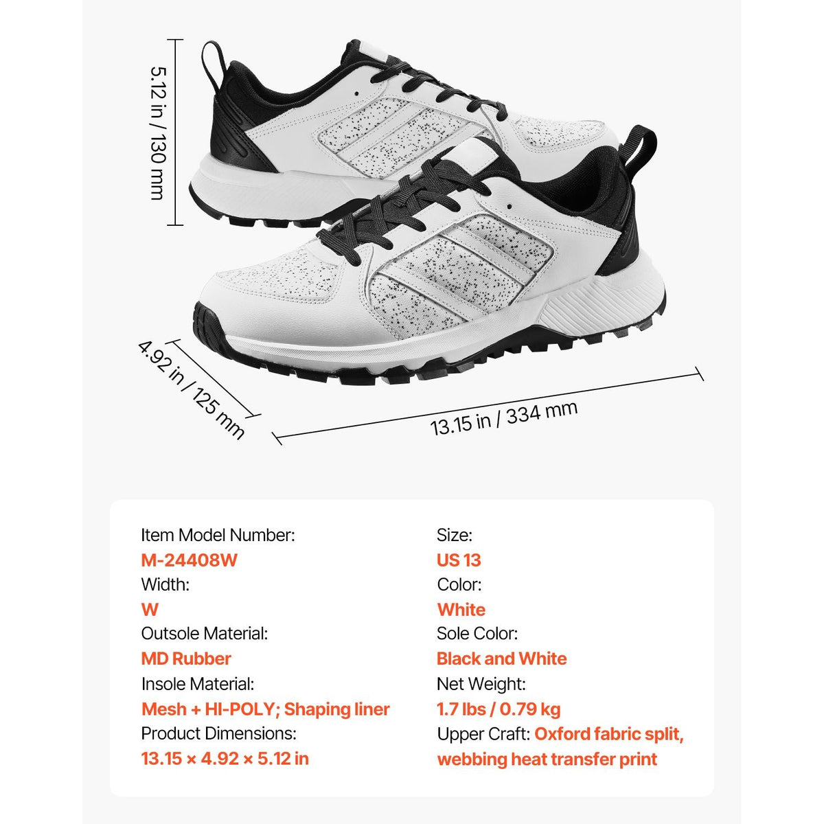 Cross Training Shoes, W Width Sneakers US Size 13, Wide Toe Box Shoes with Arch Support & Adjustable Lace-up, Training Shoes for Running, Gymnastics, Dog Walking, and Weightlifting (White)