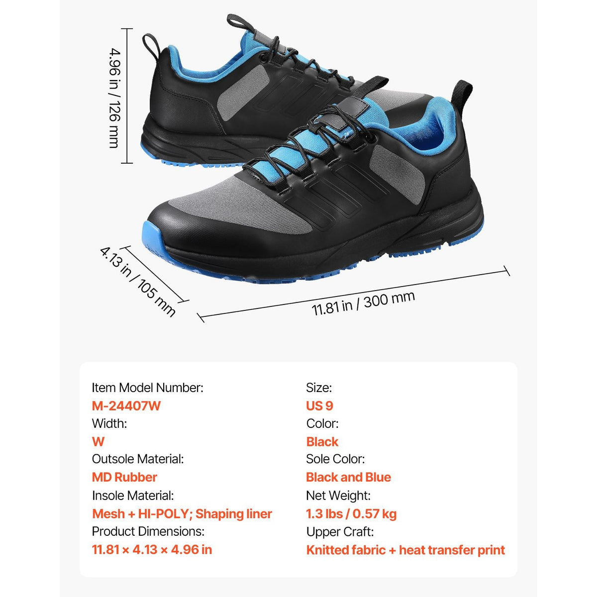 Cross Training Shoes, W Width Sneakers US Size 9, Wide Toe Box Shoes with Arch Support & Adjustable Lace-up, Training Shoes for Running, Gymnastics, Dog Walking, and Weightlifting (Black)