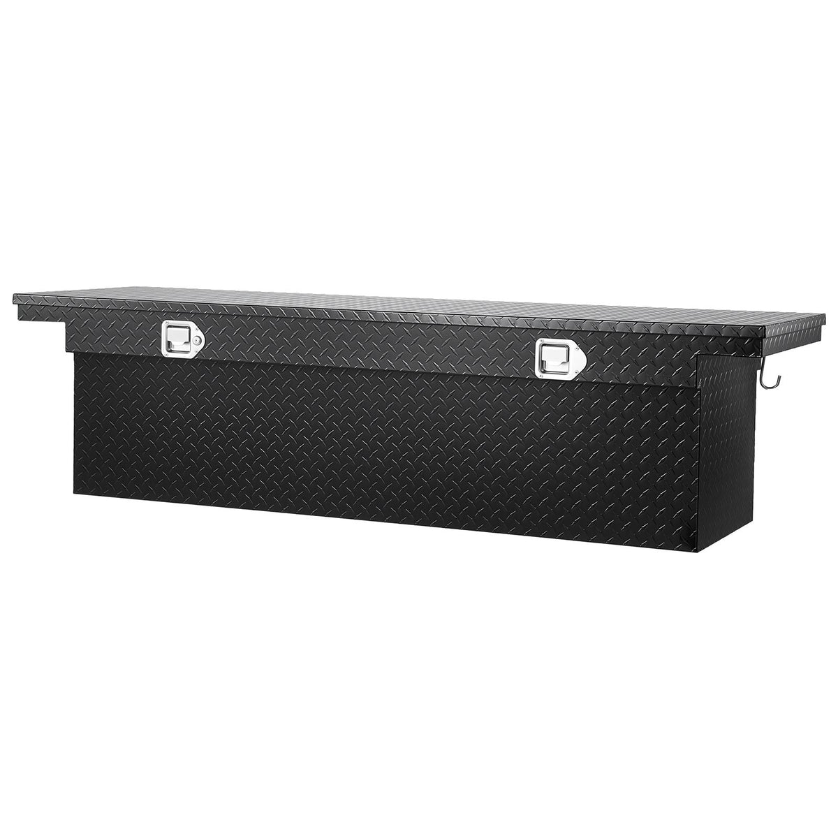 Crossover Truck Tool Box, 69x20x18 In, Heavy Duty Aluminum Toolbox with Diamond Texture, Pick Up Truck Bed RV Trailer Toolbox, Waterproof Storage Organizer with Lock, Keys, Side Handles, Black