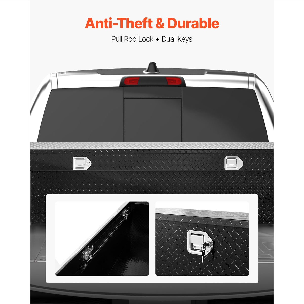 Crossover Truck Tool Box, 71x27x18 In, Heavy Duty Aluminum Toolbox with Diamond Texture, Pick Up Truck Bed RV Trailer Toolbox, Waterproof Storage Organizer with Lock, Keys, Side Handles, Black