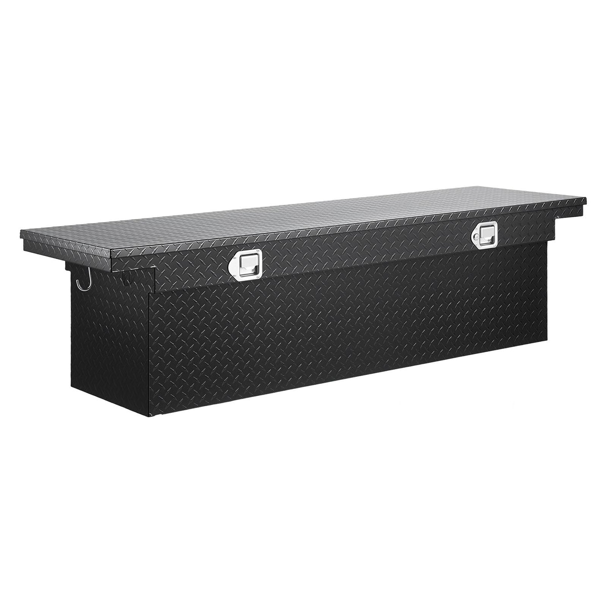 Crossover Truck Tool Box, 72x20x14 In, Heavy Duty Aluminum Toolbox with Diamond Texture, Pick Up Truck Bed RV Trailer Toolbox, Waterproof Storage Organizer with Lock, Keys, Side Handles, Black