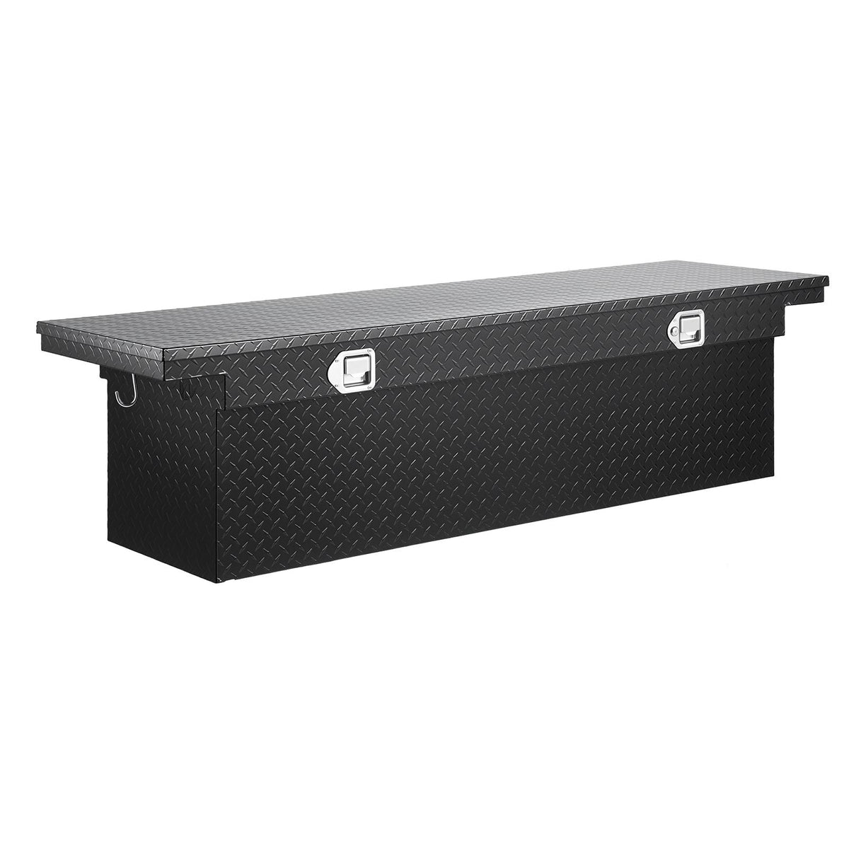 Crossover Truck Tool Box, 72x20x14 In, Heavy Duty Aluminum Toolbox with Diamond Texture, Pick Up Truck Bed RV Trailer Toolbox, Waterproof Storage Organizer with Lock, Keys, Side Handles, Black