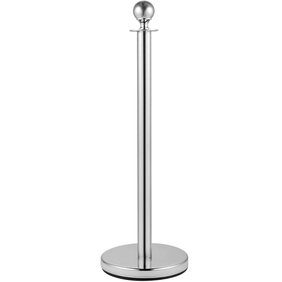 Crowd Control Stanchion, Set of 2 Pieces Stanchion, Stanchion Set with 5 ft/1.5 m Black Velvet Rope, Silver Crowd Control Barrier with Sturdy Concrete and Metal Base – Easy Connect Assembly