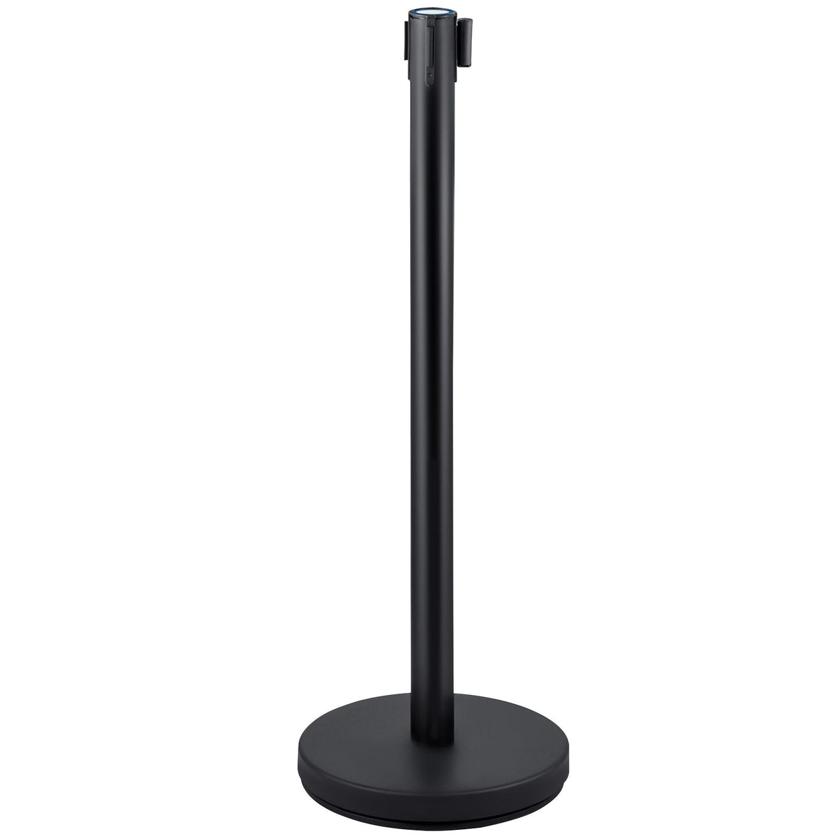 Crowd Control Stanchion, Set of 4 Pieces Stanchion Set, Stanchion Set with 6.6 ft/2 m Black Retractable Belt, Black Crowd Control Barrier with Concrete and Metal Base – Easy Connect Assembly