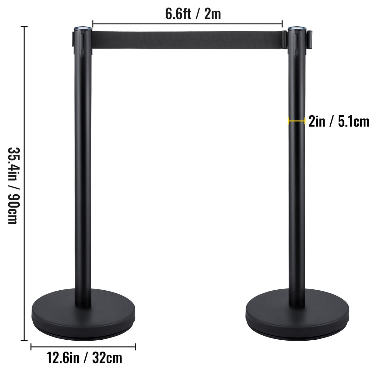 Crowd Control Stanchions, 6-Pack Crowd Control Barriers with 3PCS 6.5FT Retractable Belt, Stanchion Posts Queue Pole for Crowd Control Barriers, Easy Assembly