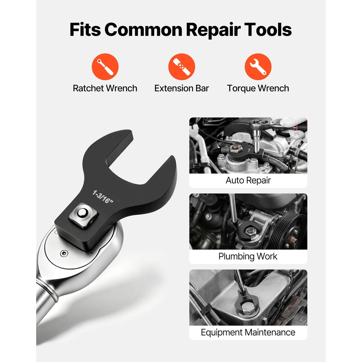 Crowfoot Wrench Set, 1/2" Drive, 14-Piece SAE 1-1/16" to 2" Crows Foot Wrenches, with Storage Tray, Dual Size Markings on Tools and Tray, for Auto Maintenance or Repairs