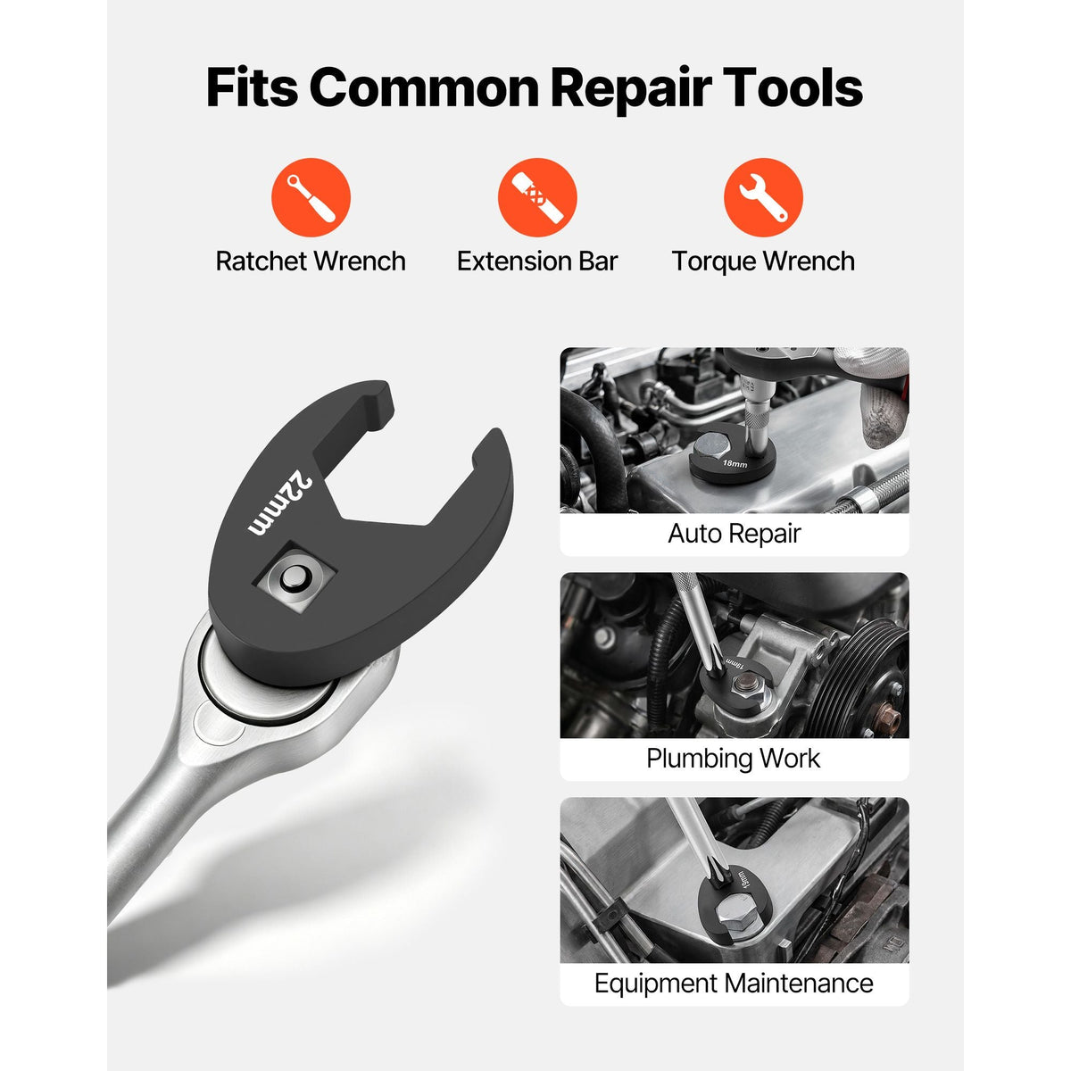 Crowfoot Wrench Set, 3/8" Drive, 20-Piece Metric and SAE Size Flare Nut Crows Foot Wrenches, with Storage Case, Dual Size Markings on Tools and Case, for Auto Maintenance
