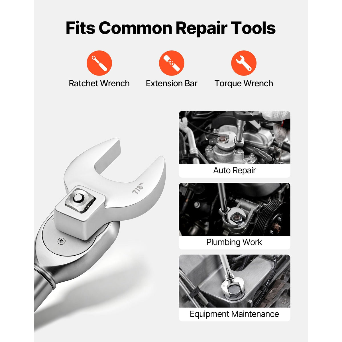 Crowfoot Wrench Set, 3/8" Drive, 22-Piece Metric and SAE Size Crows Foot Wrenches, Cr-Mo Alloy Steel, with Storage Tray, Dual Size Markings on Tools and Tray, for Auto Maintenance or Repairs