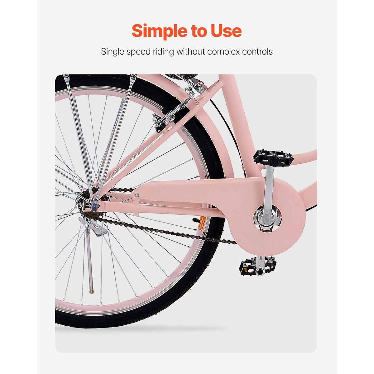 Cruiser Bike, 1-Speed, 26-Inch Pink Beach Cruiser Bike with Large Capacity Basket and Rear Rack, Secure & Sturdy Cruiser Bike with Adjustable Seat, Fits for Cycling, Exercise & Shopping